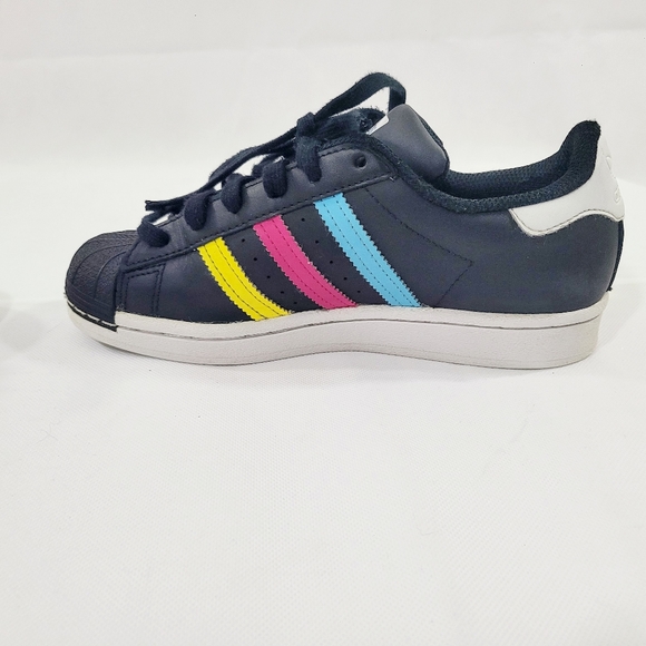 ADIDAS Superstar J Shelltops Colorful Stripes Shoes - Youth Size 4 - FW5235 - Picture 6 of 9